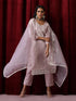 3 Pc Suit - Lilac Cotton Silk Embroidered Kurta with Cotton Pant and Chanderi Embroidered Dupatta